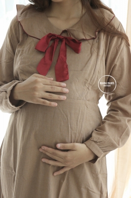 Sailormoon Gamis Ibu Hamil Menyusui Maxi Pita Dada - GMS 264 Coklat